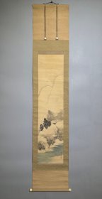 日本名家绘画：川村曼舟《山居雪行图》（保真，附箱）