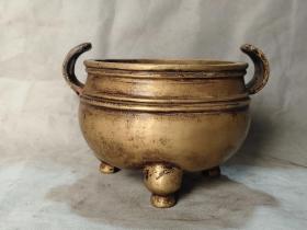 古玩收藏 古董 铜器 铜香炉 精品铜炉
​尺寸 长宽高：16.5/14.3/11.5厘米 
重量2.3斤