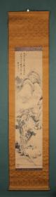 日本南画大家 十时梅厓 山间小亭 纸本立轴 原装原裱
128*30cm