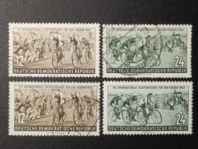 德国邮票东德，1954年第六届国际和平自行车赛邮票2全，标价为1套价格