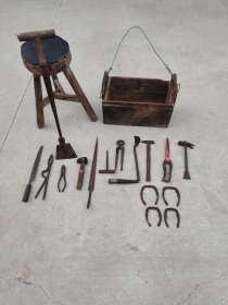 修马蹄，挂掌，换钉老工具一套18件，用于民俗庄园收藏！件件包老