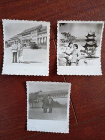 60~90年代老照片，吉林江北一女子从婴儿至中年系列之七，于东北师大姐妹合影照三张，
