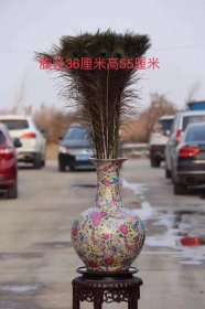 珐琅彩百花不落地赏瓶，画工精细 胎质细腻 釉色温润，腹径36厘米，高55厘米