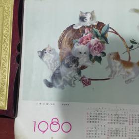 1980年年历画月季小猫