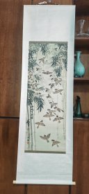 黄胄先生佳作 竹林百雀图 云凤大师 签字收藏盖章，绢本画作，收藏价值高， 升值空间大，