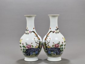清雍正珐琅彩花鸟纹赏瓶 古玩古董古瓷器老货收藏8