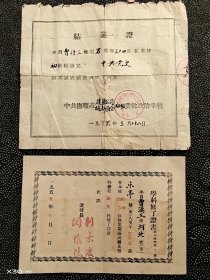 1955年和1956年同一个人的2张证书