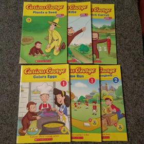 Curious George (level1五本+level2一本共六本合售）：the perfect carrot，the kite，plants a seed，home run，colors eggs， a home for honeybees【内容全新】