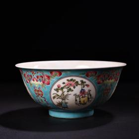 手绘粉彩珐琅彩瓷碗
重188克  高7厘米  口径15厘米