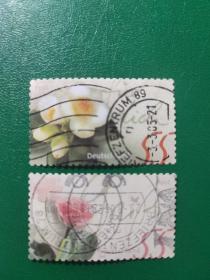 德国邮票 2003年花卉 2枚销