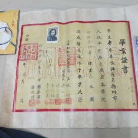 1953年上海财政经济学院毕业证书