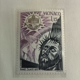 Monaco125摩纳哥邮票 1975年 圣年 教堂雕塑雕刻版 1全 新 外国邮票