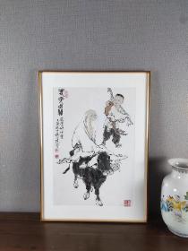 艺术微喷，范曾 老子出关 L型镜框50x70厘米 茶室书房客厅挂画(画芯 ）