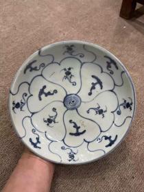清代灵芝纹青花盘