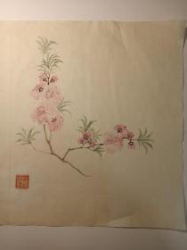 纯手绘，国画，
没骨画桃花