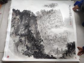 荣宝斋精制限量带编号:傅抱石一九六五画作《待细把江山图画》，六尺斗方，精托软片1000cmx900cm，边角上留白的地方有水印和霉点(如最后两张图）装裱时候能处理掉不受影响。