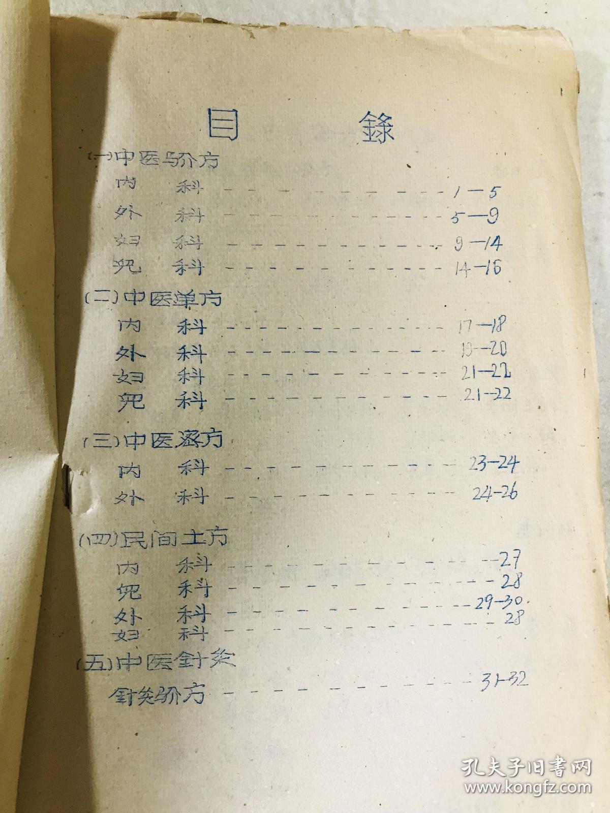 1959年油印本 甘肃清水回族自治县中医经验方采风集 32页（甘肃清水县张家川县名老中医秘方献方，刘中元，刘九思，郭凤楼，马书田，马丙炎，马上达，马效图，崔正清等名医）原版旧书 特殊珍贵资料 售后不退