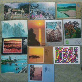 实寄80年代明信片 风景图案12张（民居邮票）