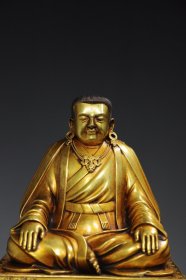 西藏收紫铜鎏金上师佛造像