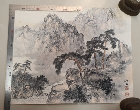 29753 号 （以石/頌义）纸本手绘 山水画片 包老！