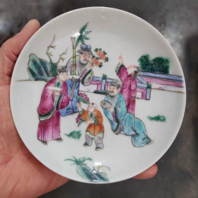 清粉彩福禄寿纹盘