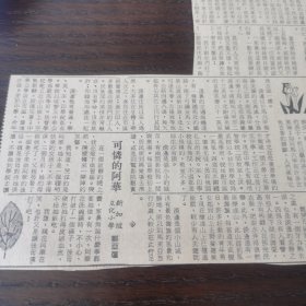 马来亚华人作品《可怜的阿华》。剪报一张。刊登于1961年5月18日《南洋商报》。