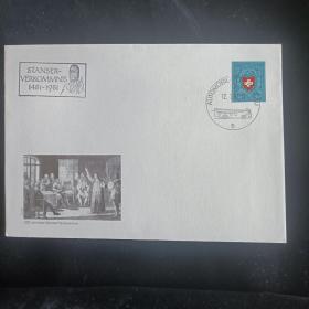 F0213外国信封FDC瑞士邮票1971年巴塞尔全国邮展首日封票中票 首日封 1全