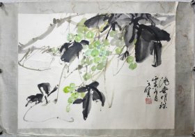 上海画家 颜之贤 《花垂明珠》