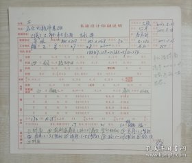 2003年三联书店责任设计徐方填写【俄】谢·弗兰克著 王永译《社会的精神基础》“书籍设计印制说明”出版资料一份，自然旧，右下角有一处折角，品好如图。