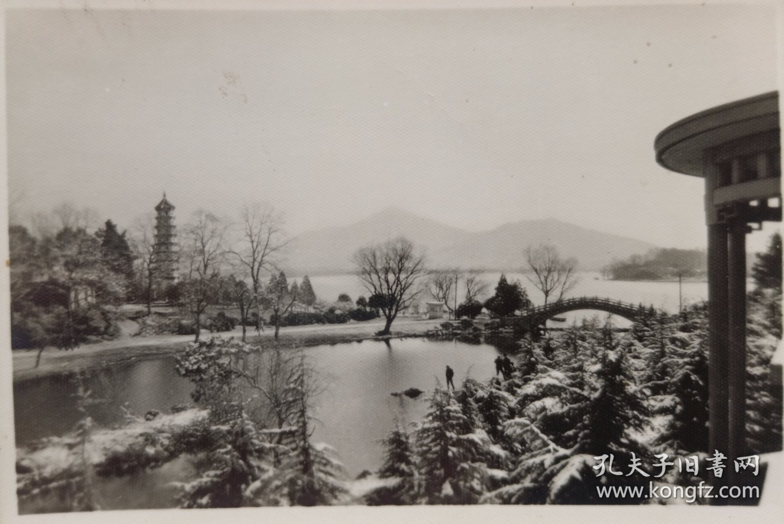 八十年代拍摄《南京玄武湖雪景》原版黑白照片一张
