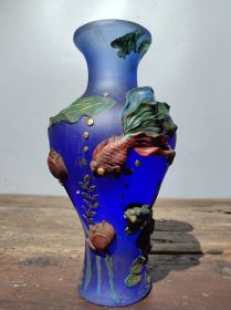 【连年有余】 高22厘米长14厘米宽12厘米重2920克 珍藏老琉璃花瓶
