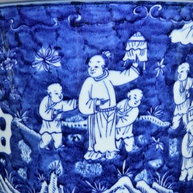 大明嘉靖年制青花婴戏图纹花盆 高27.7径36厘米2