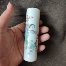 刘海戏金蟾粉彩老笔简。
