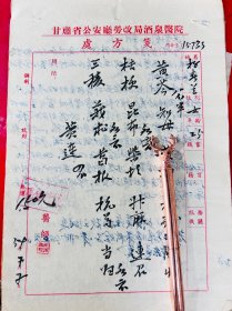 59年甘肃省酒泉医院 中医毛笔处方笺 中医师 王雨三（夹，边沟对口医院）