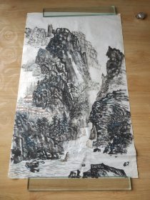 画家手绘山水画作品保真迹.，可惜没有落款，003