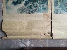 老旧年画四条屏，名楼古韵，黄鹤楼，鹳雀楼，岳阳楼，滕王阁，郭金标作