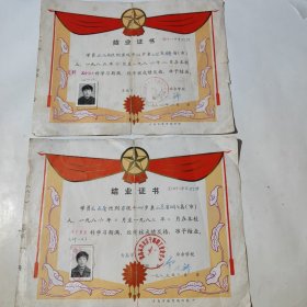 王丕南结业证书2份