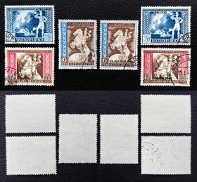 2-725德国1942年上品信销邮票6全（2套！含加盖1942）。欧洲邮政大会。骑马邮差。2015斯科特目录15.25美元。