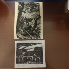 解放前版画两张合售
