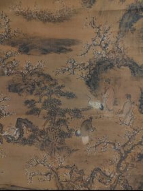 田能村直入（1814 - 1907）小虎散人 梅林山水仙士图 手绘 古笔 茶挂 南画 日本画 挂轴 国画 文人画 古画 老画 文人茶室