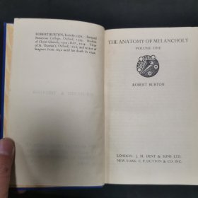 【英文原版书】「Everyman's Library No.886、887、888」THE ANATOMY OF MELANCHOLY VOL.1~3 ROBERT BURTON（ 「人人文库第886-888号」罗伯特·伯顿《忧郁的剖析》全3卷）