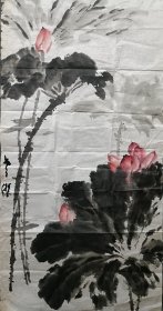 四川画家，石鲁弟子。吴孝杰荷花作品