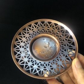 可收藏 日本纯铜茶托 杯托
