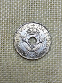 新几内亚1先令银币 1935年乔治五世期间 5.38克高银 好品 fz0114