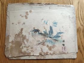 近世名家花鸟画谱 彩色套印木版画 存七幅不全 规格22*28cm不等，折，皱，缺边角，不规整，有霉点等，1896年京都云草堂出品少见（A区）