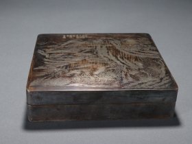 旧藏铜刻山水人物图墨盒