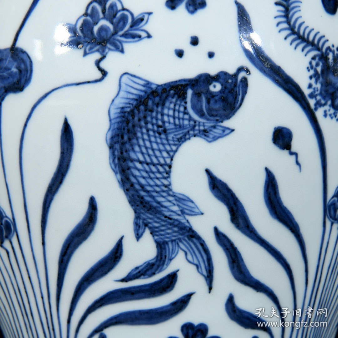 明青花鱼藻纹梅瓶 34/25厘米