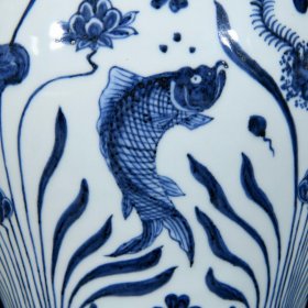 明青花鱼藻纹梅瓶 34/25厘米