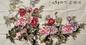 刘香窕 （刘香窈）
作品：花开富贵
1943年生于灵宝。河南省美术家协会会员，中国石齐艺术研究会画家，中国书画家协会理事。
出版有《刘香窕中国画作品选》《当代画家研究个案——刘香窕》等。