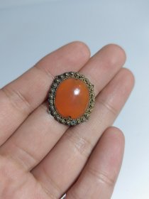 清代玛瑙帽花